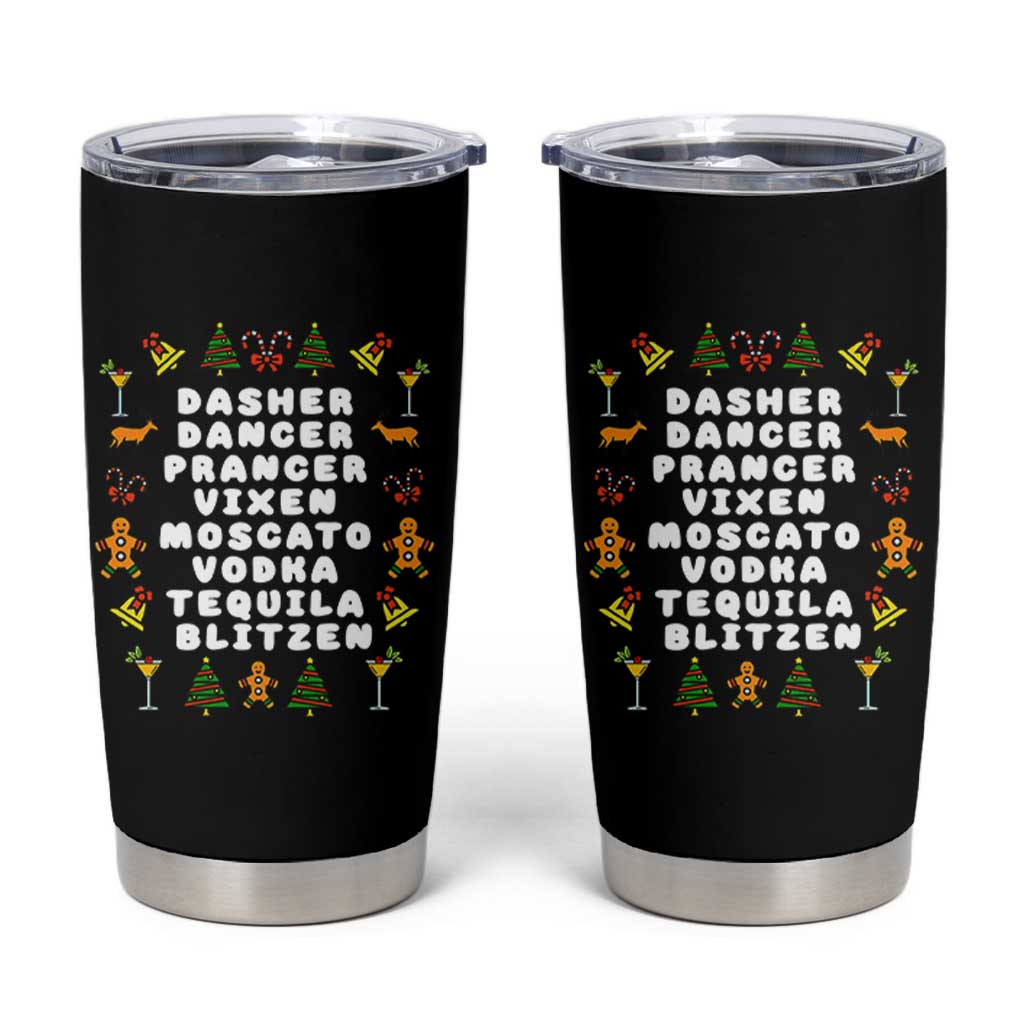 Funny Drinking Christmas Tumbler Cup Merry Christmas Dasher Dancer Prancer Vixen - Wonder Print Shop