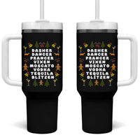 Funny Drinking Christmas Tumbler With Handle Merry Christmas Dasher Dancer Prancer Vixen - Wonder Print Shop