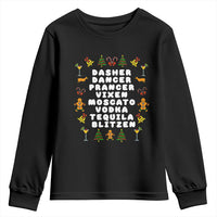 Funny Drinking Christmas Youth Sweatshirt Merry Christmas Dasher Dancer Prancer Vixen - Wonder Print Shop