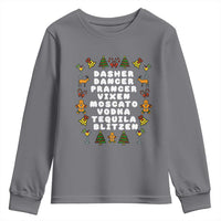 Funny Drinking Christmas Youth Sweatshirt Merry Christmas Dasher Dancer Prancer Vixen - Wonder Print Shop