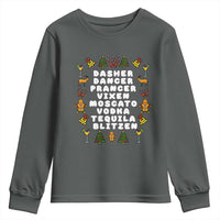 Funny Drinking Christmas Youth Sweatshirt Merry Christmas Dasher Dancer Prancer Vixen - Wonder Print Shop