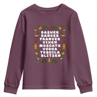 Funny Drinking Christmas Youth Sweatshirt Merry Christmas Dasher Dancer Prancer Vixen - Wonder Print Shop