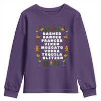 Funny Drinking Christmas Youth Sweatshirt Merry Christmas Dasher Dancer Prancer Vixen - Wonder Print Shop