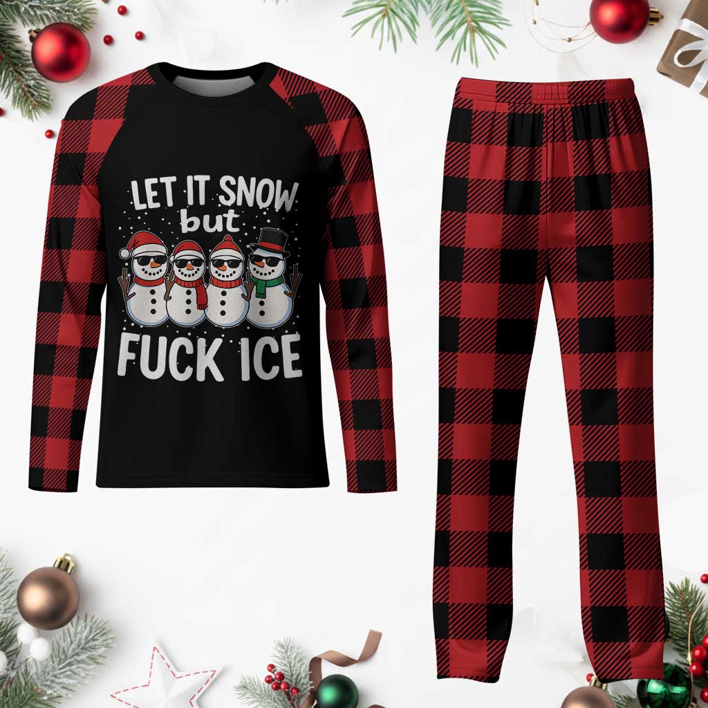 Anti ICE Christmas Plaid Pajama Set Funny Snowman Cute Finger Let It Snow Funny FDT - Wonder Print Shop