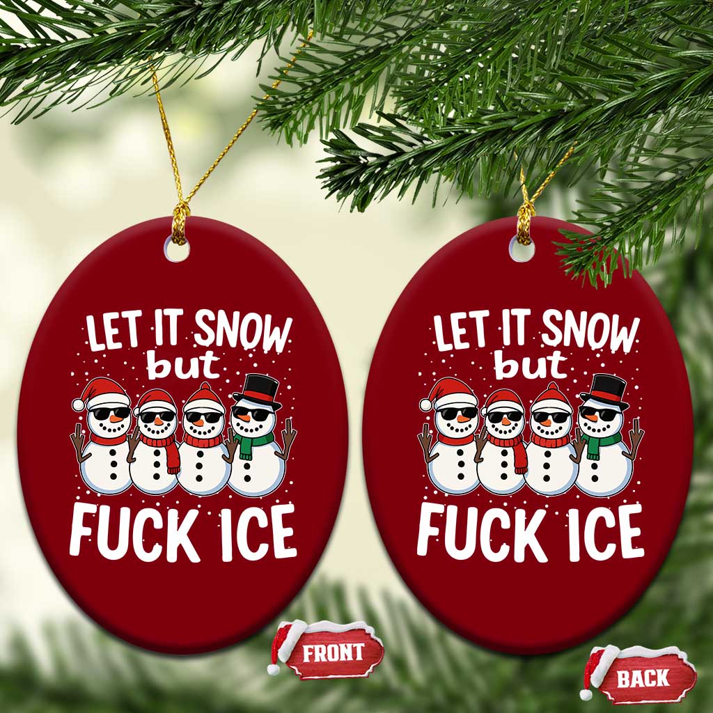 Anti ICE Christmas Ceramic Ornament Funny Snowman Cute Finger Let It Snow Funny FDT - Wonder Print Shop