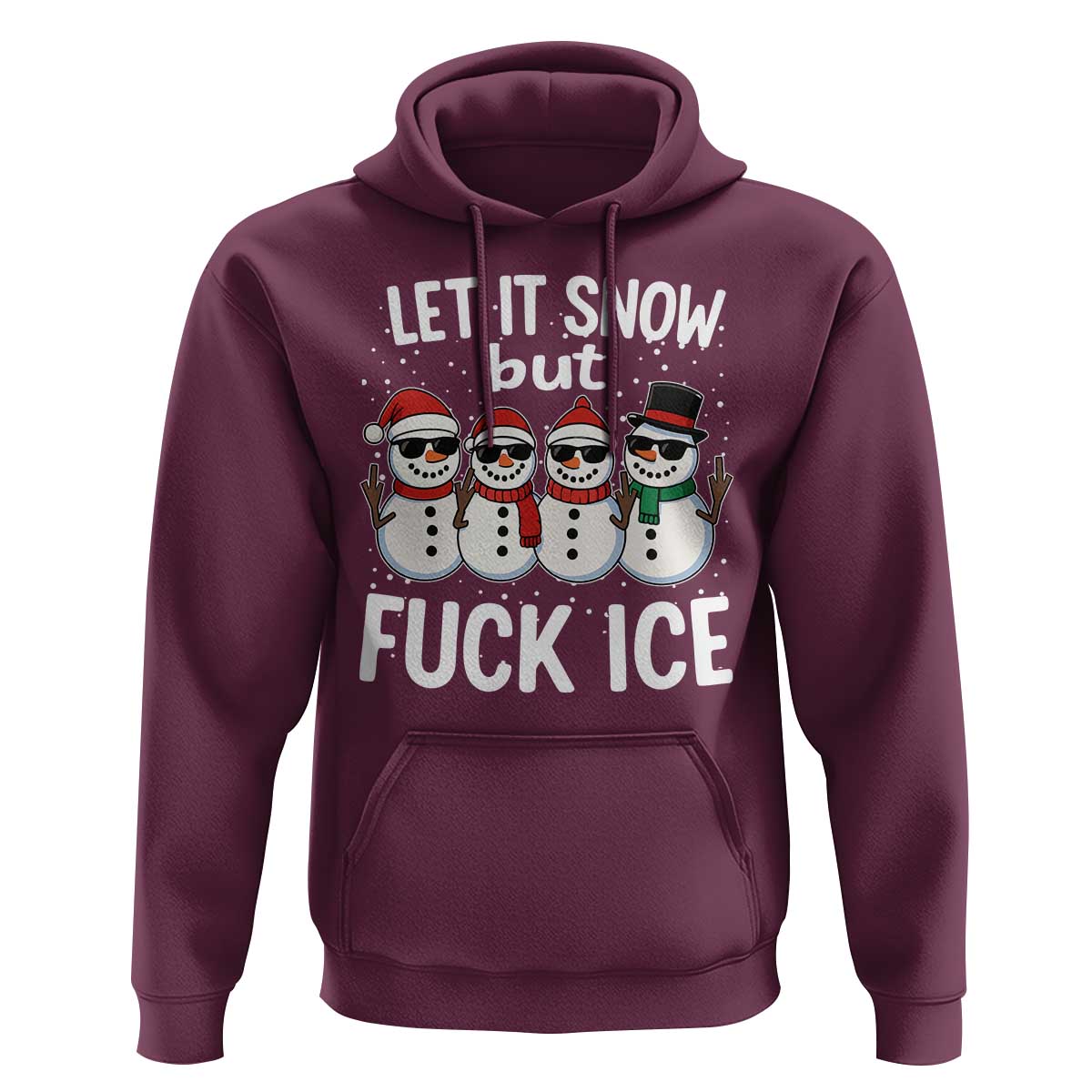 Anti ICE Christmas Hoodie Funny Snowman Cute Finger Let It Snow Funny FDT - Wonder Print Shop