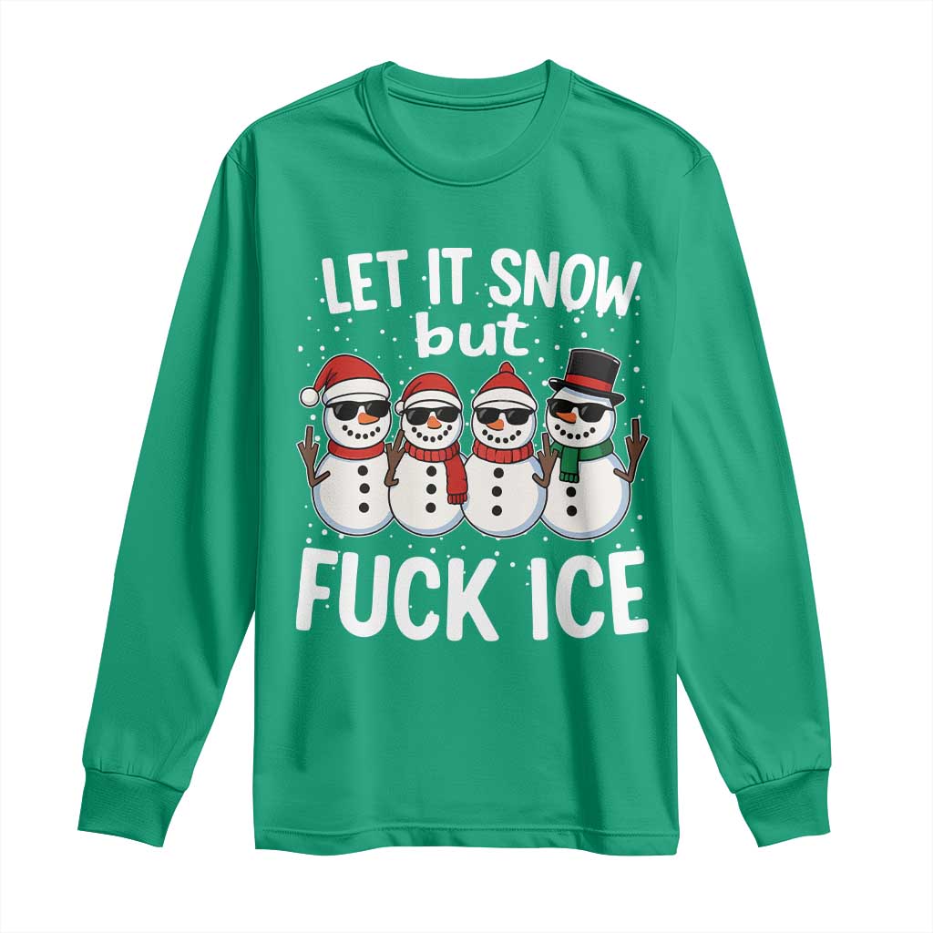 Anti ICE Christmas Long Sleeve Shirt Funny Snowman Cute Finger Let It Snow Funny FDT - Wonder Print Shop