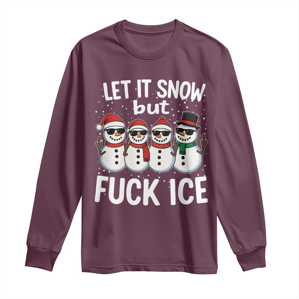 Anti ICE Christmas Long Sleeve Shirt Funny Snowman Cute Finger Let It Snow Funny FDT - Wonder Print Shop
