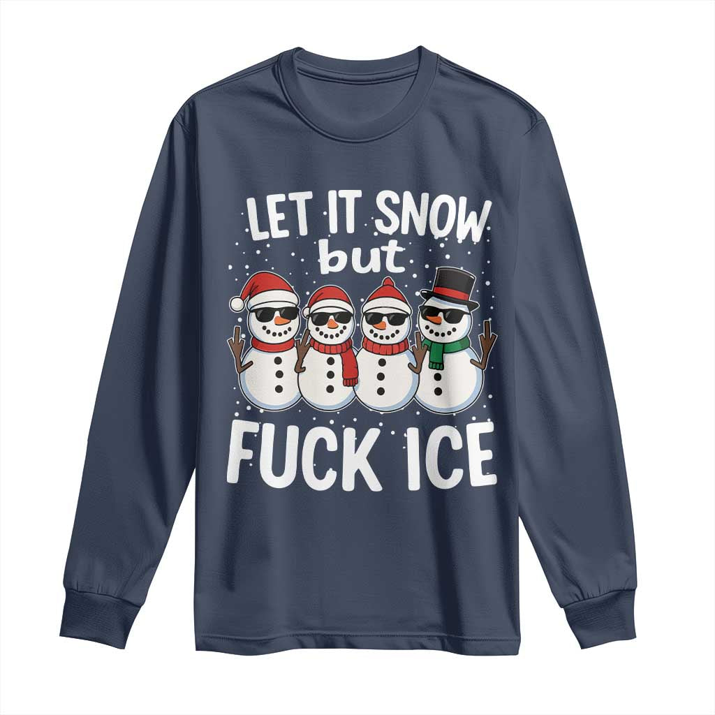 Anti ICE Christmas Long Sleeve Shirt Funny Snowman Cute Finger Let It Snow Funny FDT - Wonder Print Shop