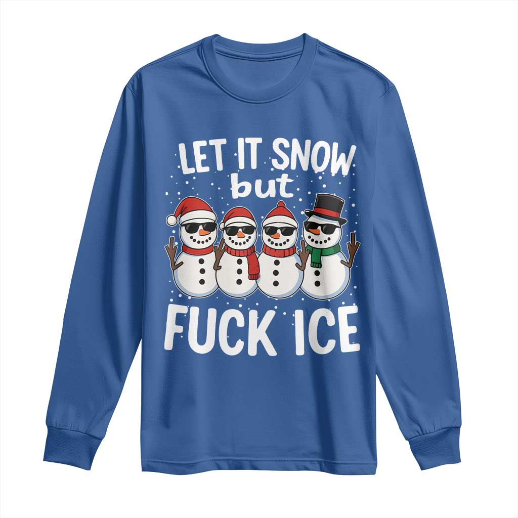 Anti ICE Christmas Long Sleeve Shirt Funny Snowman Cute Finger Let It Snow Funny FDT - Wonder Print Shop