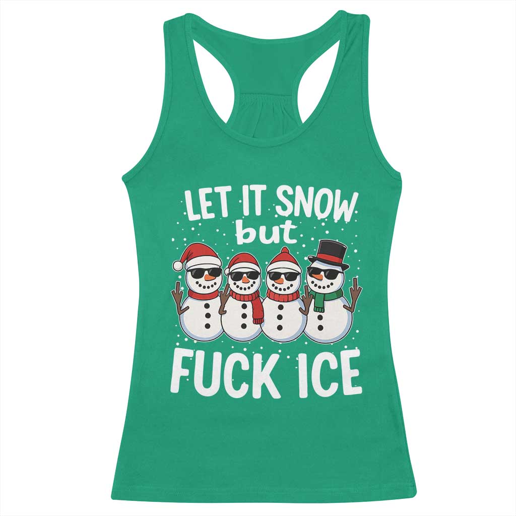 Anti ICE Christmas Racerback Tank Top Funny Snowman Cute Finger Let It Snow Funny FDT - Wonder Print Shop