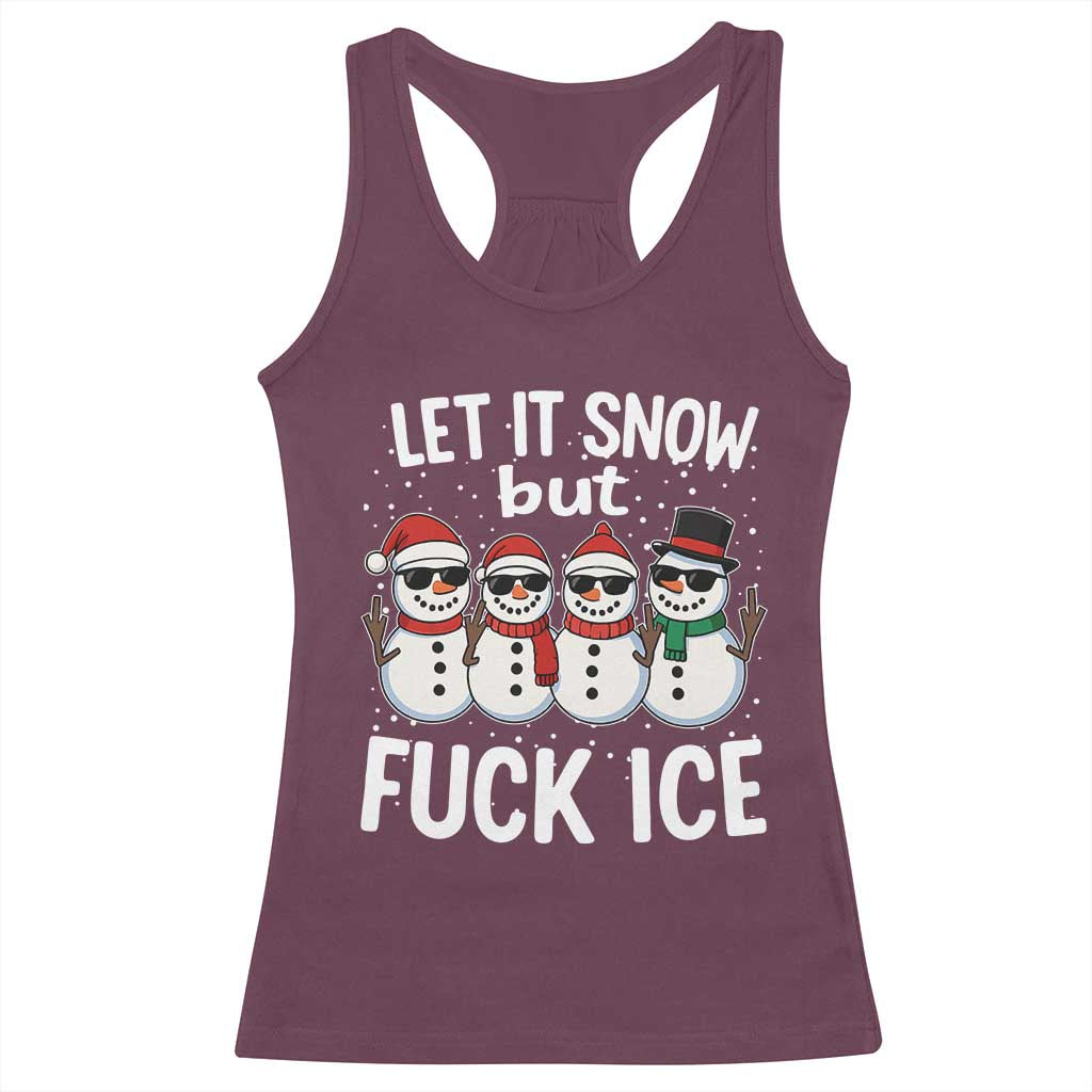 Anti ICE Christmas Racerback Tank Top Funny Snowman Cute Finger Let It Snow Funny FDT - Wonder Print Shop