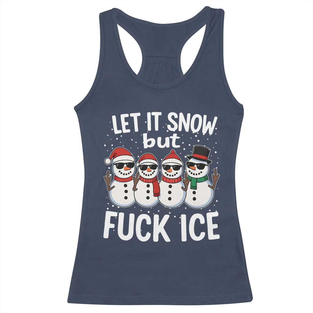 Anti ICE Christmas Racerback Tank Top Funny Snowman Cute Finger Let It Snow Funny FDT - Wonder Print Shop