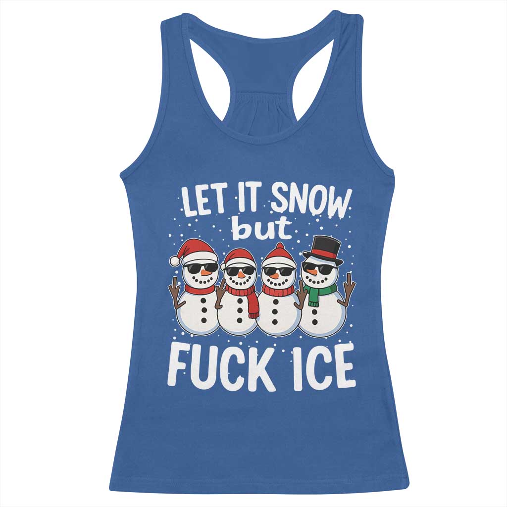 Anti ICE Christmas Racerback Tank Top Funny Snowman Cute Finger Let It Snow Funny FDT - Wonder Print Shop