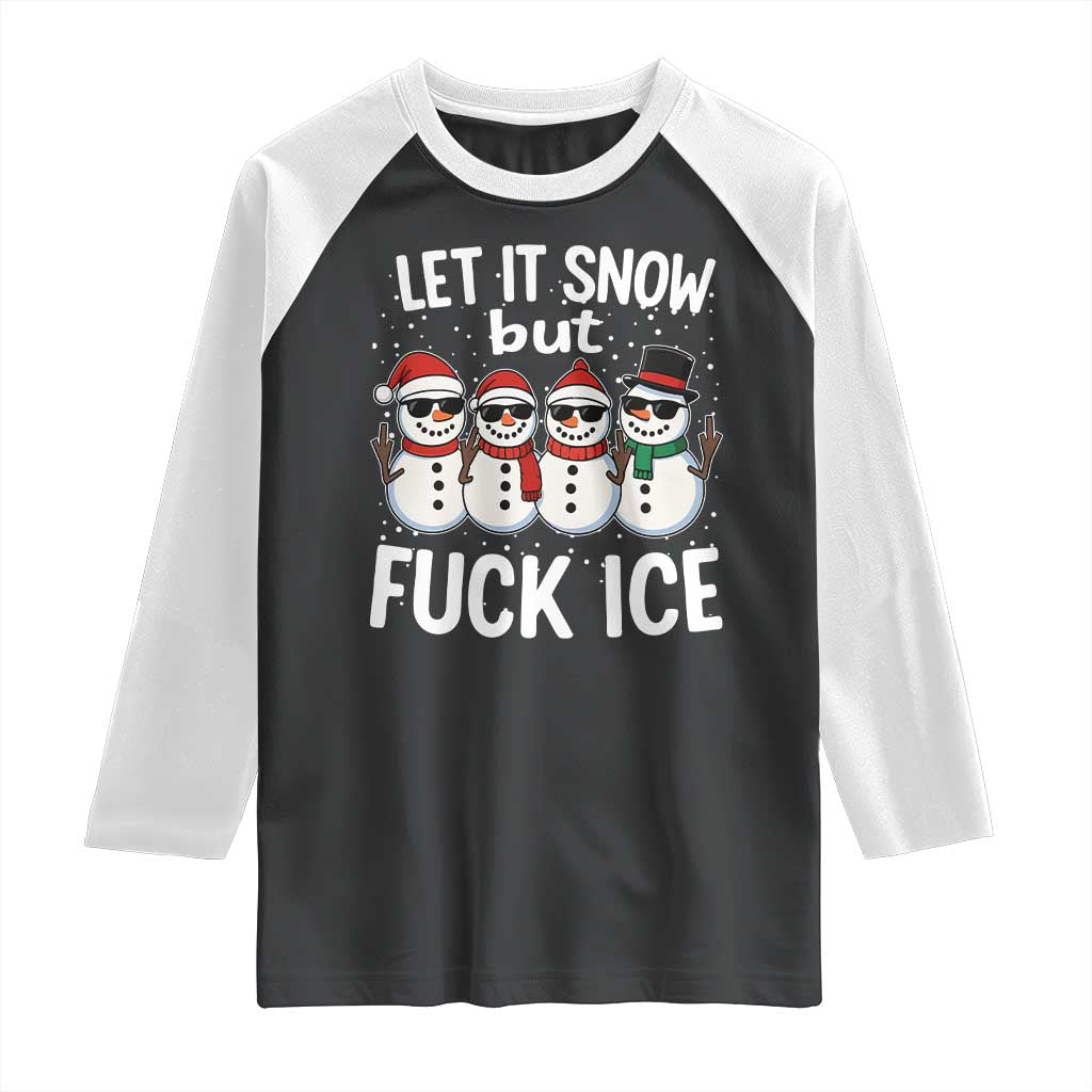Anti ICE Christmas Raglan Shirt Funny Snowman Cute Finger Let It Snow Funny FDT - Wonder Print Shop
