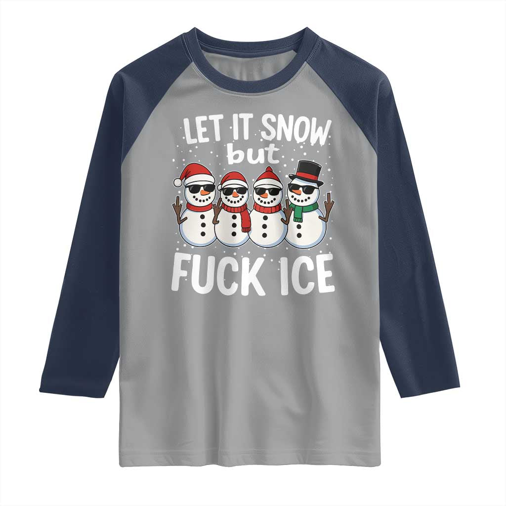 Anti ICE Christmas Raglan Shirt Funny Snowman Cute Finger Let It Snow Funny FDT - Wonder Print Shop