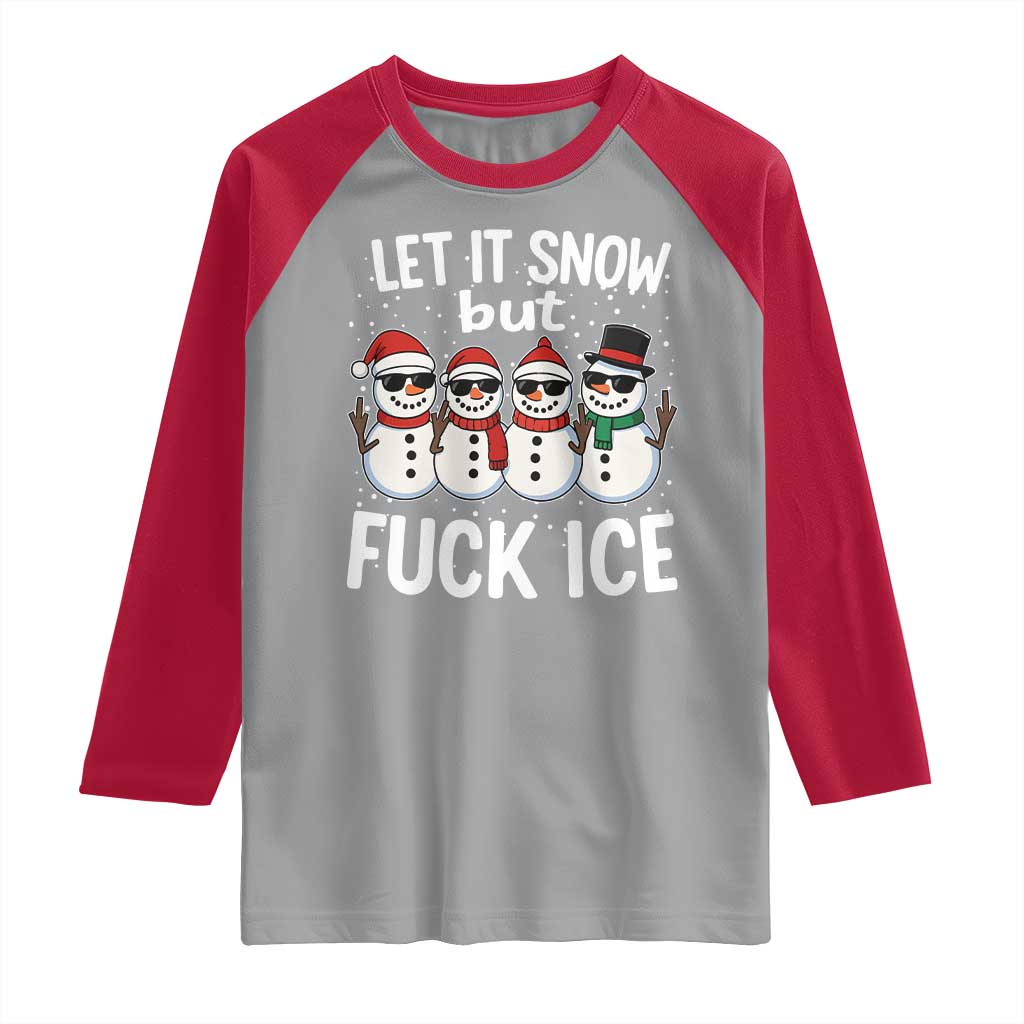 Anti ICE Christmas Raglan Shirt Funny Snowman Cute Finger Let It Snow Funny FDT - Wonder Print Shop