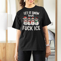 Anti ICE Christmas T Shirt For Women Funny Snowman Cute Finger Let It Snow Funny FDT - Wonder Print Shop