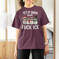 Anti ICE Christmas T Shirt For Women Funny Snowman Cute Finger Let It Snow Funny FDT - Wonder Print Shop