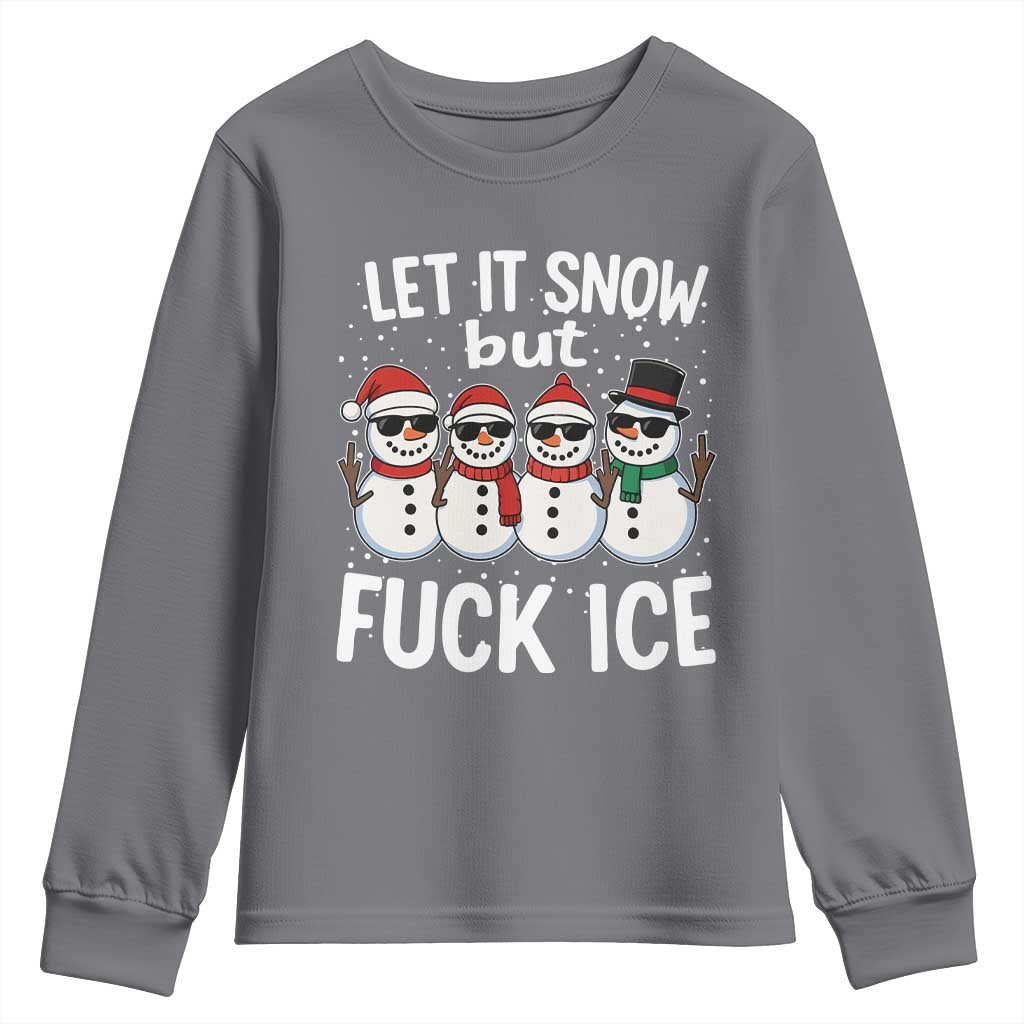 Anti ICE Christmas Youth Sweatshirt Funny Snowman Cute Finger Let It Snow Funny FDT - Wonder Print Shop