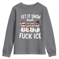 Anti ICE Christmas Youth Sweatshirt Funny Snowman Cute Finger Let It Snow Funny FDT - Wonder Print Shop