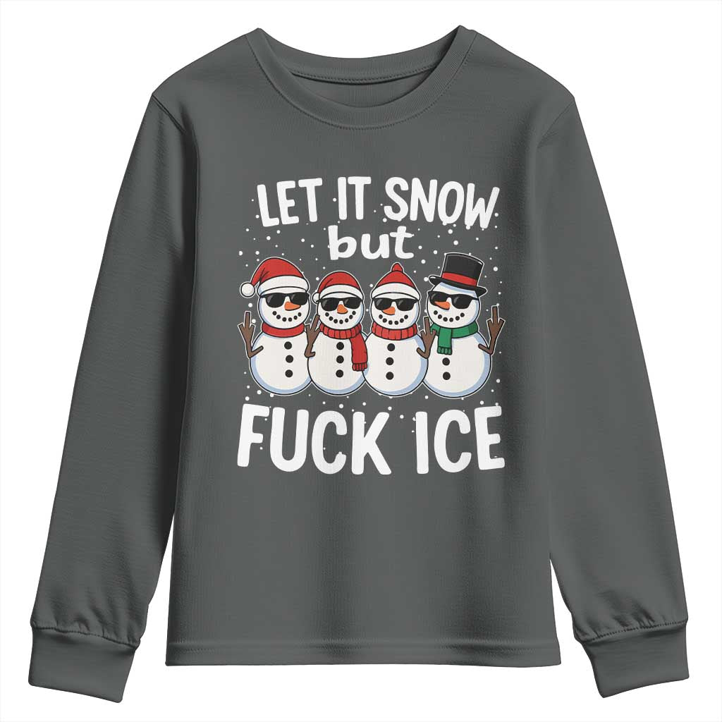 Anti ICE Christmas Youth Sweatshirt Funny Snowman Cute Finger Let It Snow Funny FDT - Wonder Print Shop
