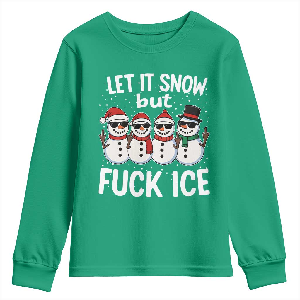 Anti ICE Christmas Youth Sweatshirt Funny Snowman Cute Finger Let It Snow Funny FDT - Wonder Print Shop