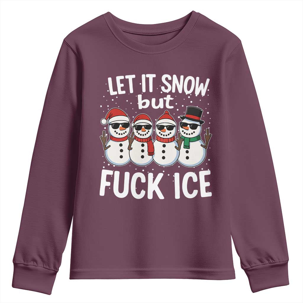 Anti ICE Christmas Youth Sweatshirt Funny Snowman Cute Finger Let It Snow Funny FDT - Wonder Print Shop