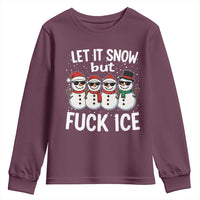 Anti ICE Christmas Youth Sweatshirt Funny Snowman Cute Finger Let It Snow Funny FDT - Wonder Print Shop