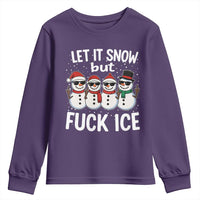 Anti ICE Christmas Youth Sweatshirt Funny Snowman Cute Finger Let It Snow Funny FDT - Wonder Print Shop