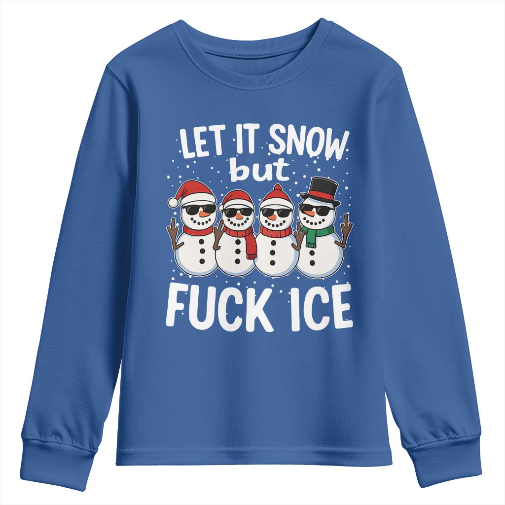 Anti ICE Christmas Youth Sweatshirt Funny Snowman Cute Finger Let It Snow Funny FDT - Wonder Print Shop