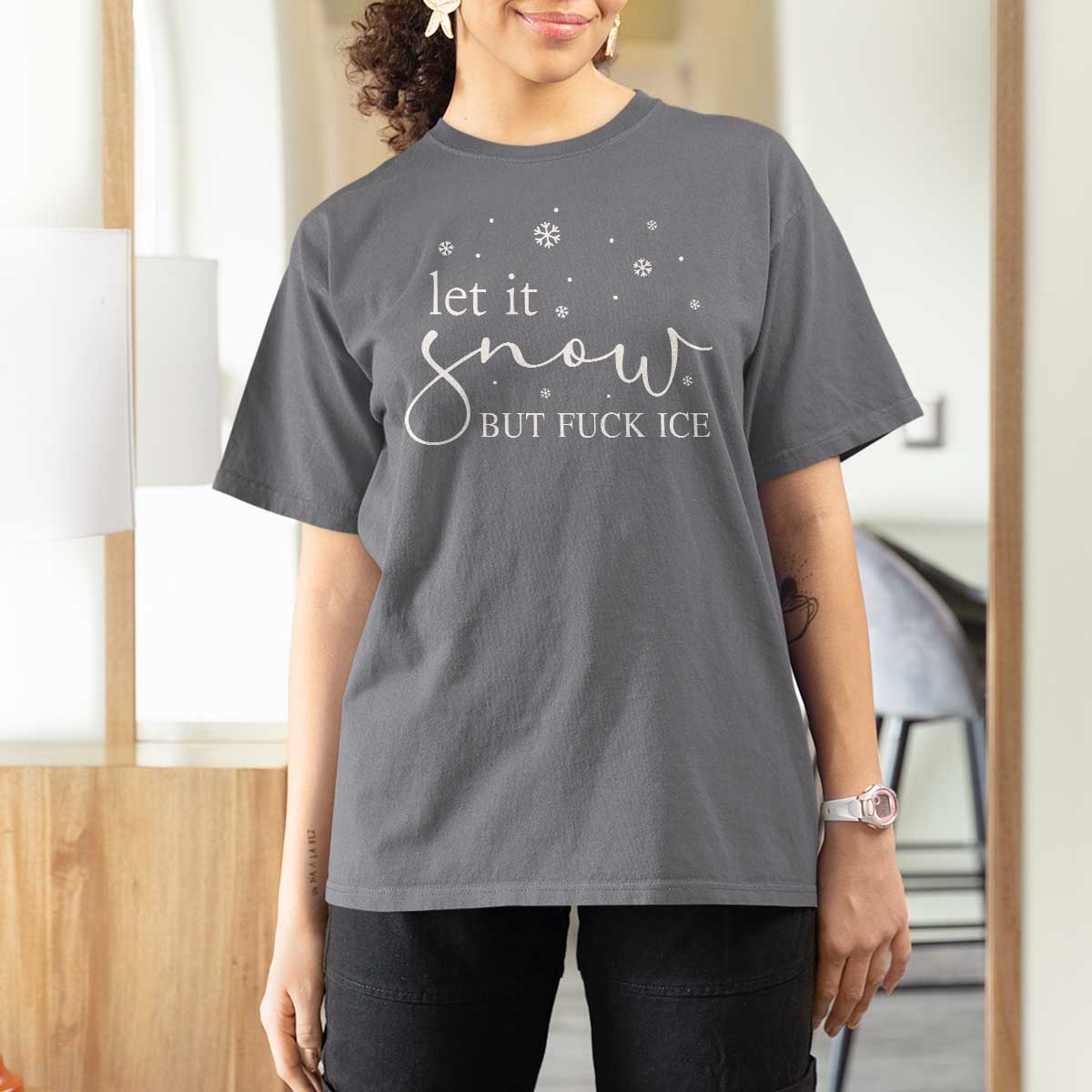 Let It Snow But Fuck Ice T Shirt For Women Funny Christmas Winter - Wonder Print Shop