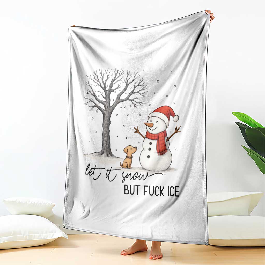 Let It Snow But Fuck Ice Throw Blanket Funny Snowman Christmas Winter - Wonder Print Shop