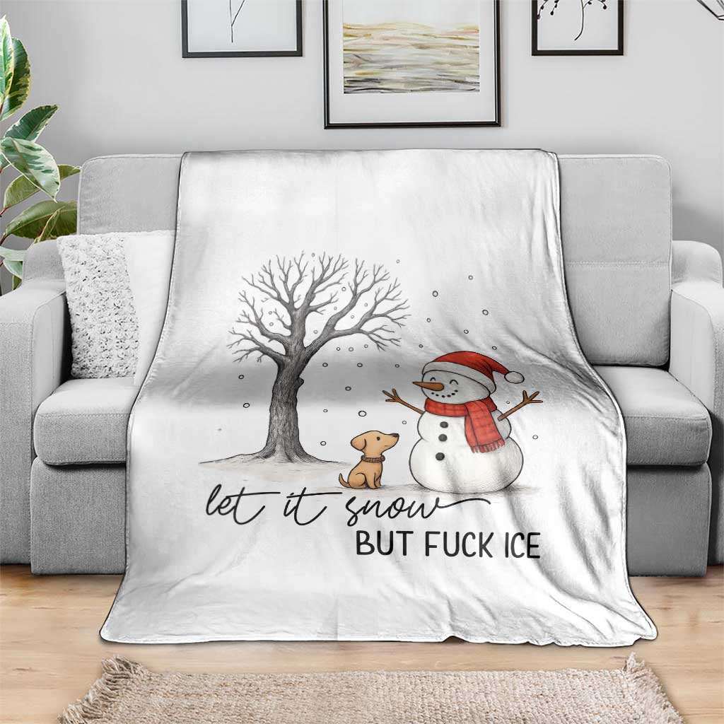 Let It Snow But Fuck Ice Throw Blanket Funny Snowman Christmas Winter - Wonder Print Shop