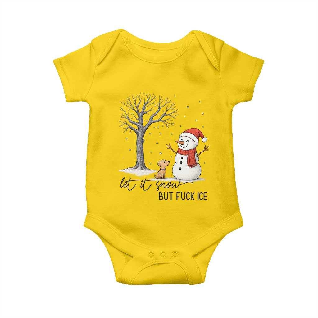 Let It Snow But Fuck Ice Baby Onesie Funny Snowman Christmas Winter - Wonder Print Shop