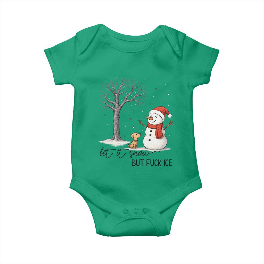 Let It Snow But Fuck Ice Baby Onesie Funny Snowman Christmas Winter - Wonder Print Shop