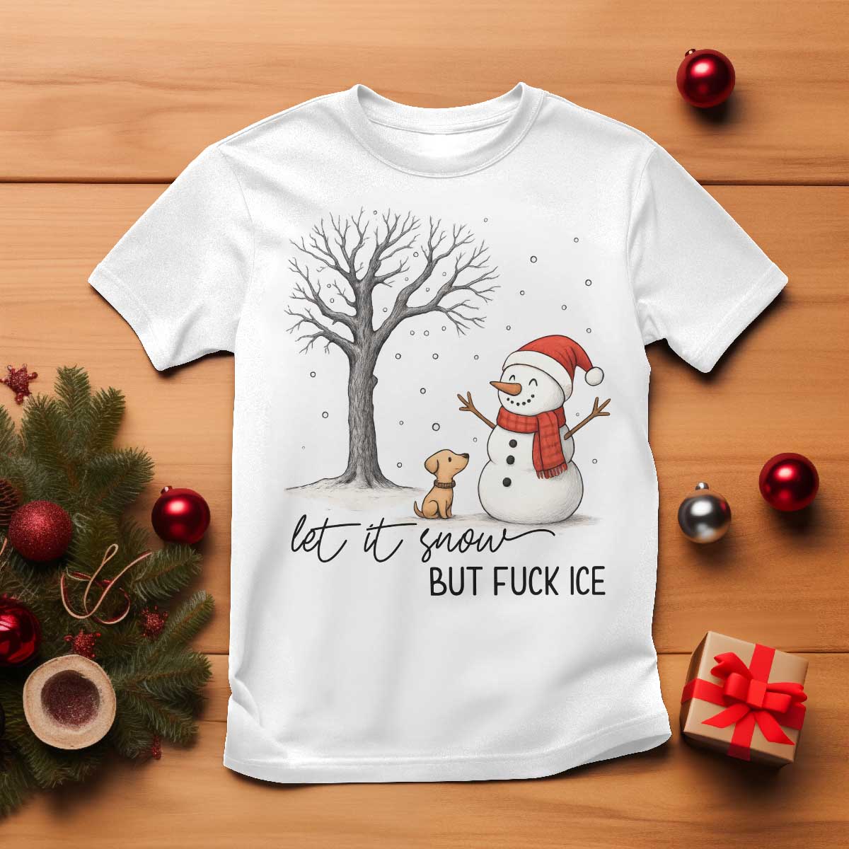 Let It Snow But Fuck Ice T Shirt Funny Snowman Christmas Winter - Wonder Print Shop