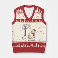 Let It Snow But Fuck Ice V-Neck Knit Sweater Vest Funny Snowman Christmas Winter - Wonder Print Shop