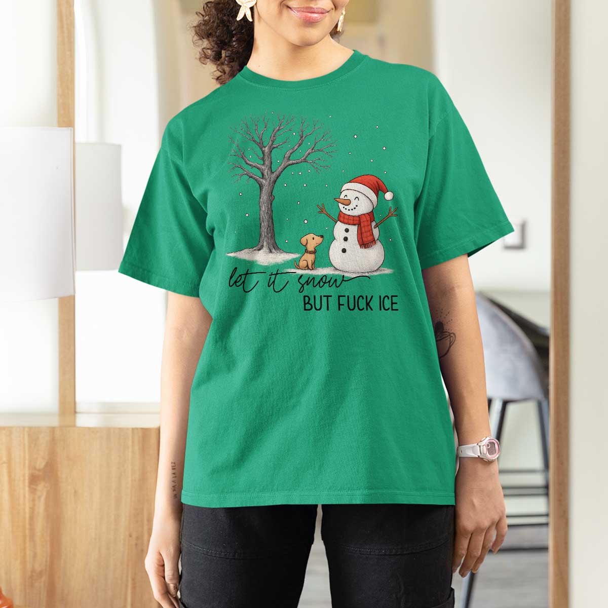 Let It Snow But Fuck Ice T Shirt For Women Funny Snowman Christmas Winter - Wonder Print Shop