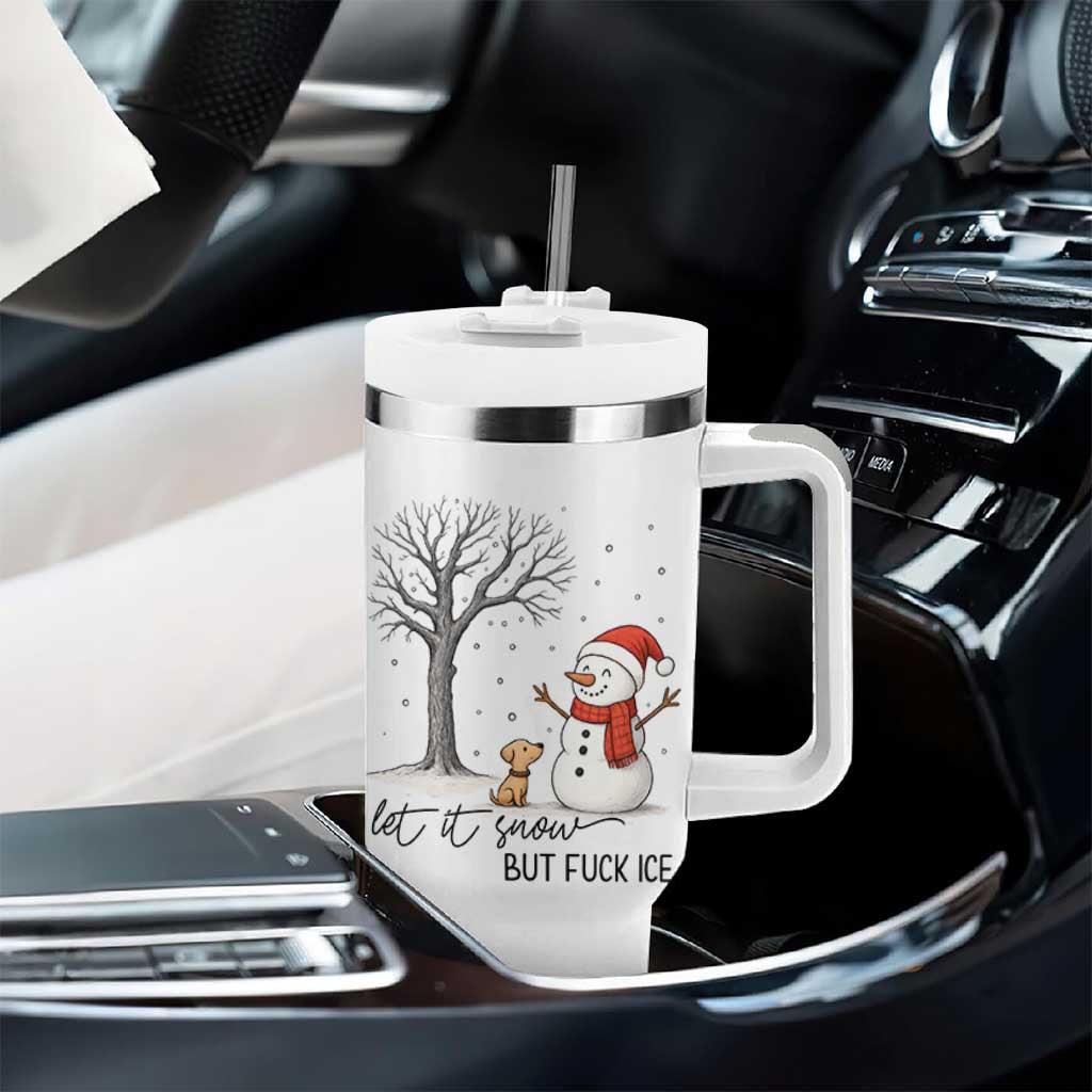 Let It Snow But Fuck Ice Tumbler With Handle Funny Snowman Christmas Winter - Wonder Print Shop