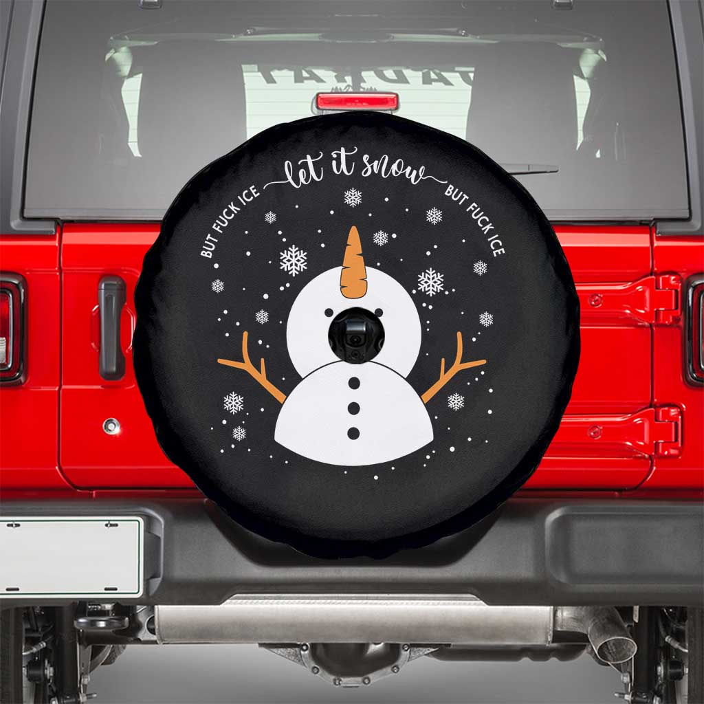 Anti ICE Christmas Spare Tire Cover Let It Snow But Fuck Ice Cute Snowman Winter - Wonder Print Shop