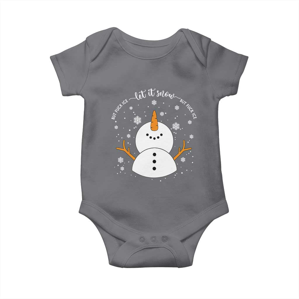 Anti ICE Christmas Baby Onesie Let It Snow But Fuck Ice Cute Snowman Winter - Wonder Print Shop