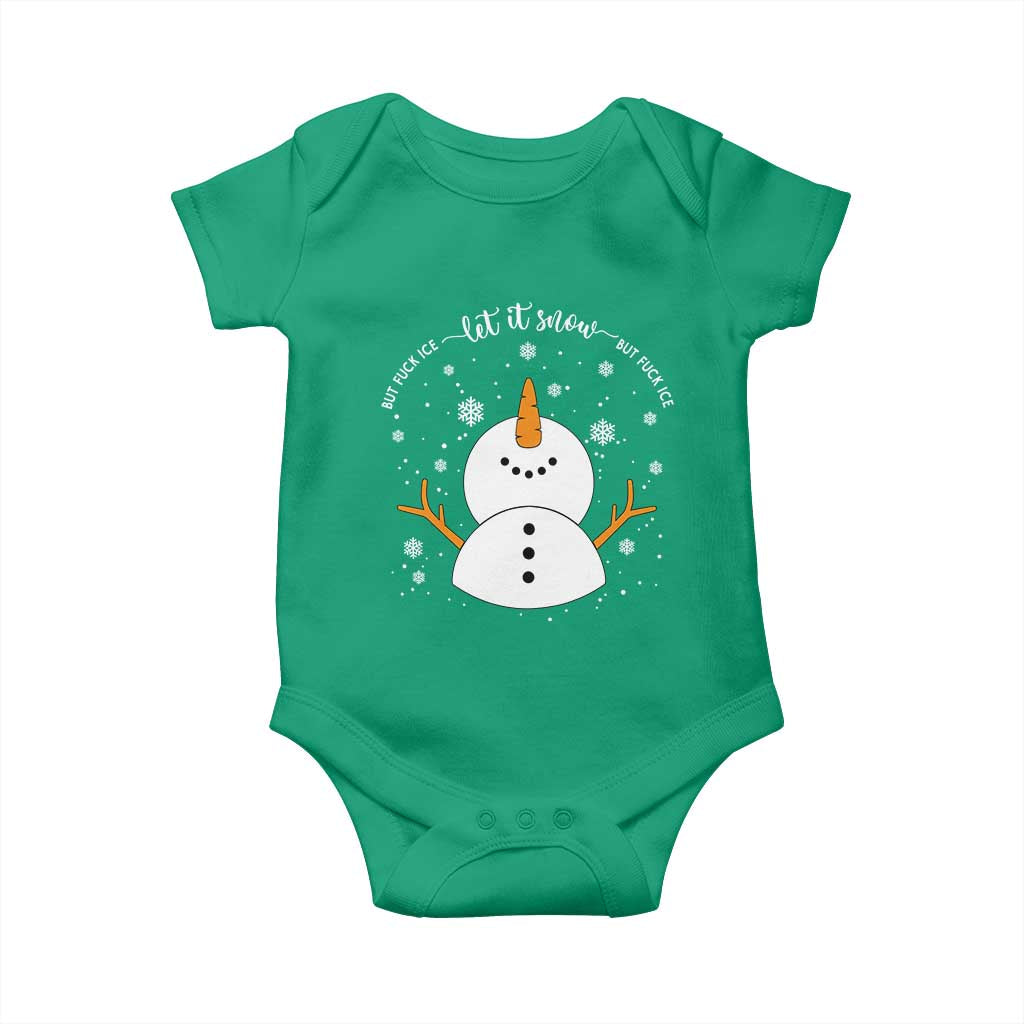 Anti ICE Christmas Baby Onesie Let It Snow But Fuck Ice Cute Snowman Winter - Wonder Print Shop