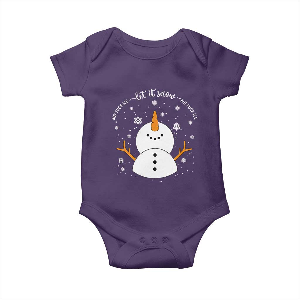 Anti ICE Christmas Baby Onesie Let It Snow But Fuck Ice Cute Snowman Winter - Wonder Print Shop