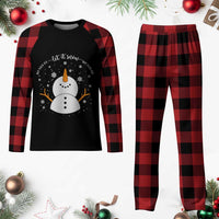Anti ICE Christmas Plaid Pajama Set Let It Snow But Fuck Ice Cute Snowman Winter - Wonder Print Shop