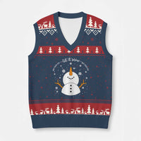 Anti ICE Xmas V-Neck Knit Sweater Vest Let It Snow But Fuck Ice Cute Snowman Winter - Wonder Print Shop