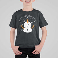 Anti ICE Christmas T Shirt For Kid Let It Snow But Fuck Ice Cute Snowman Winter - Wonder Print Shop