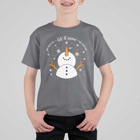 Anti ICE Christmas T Shirt For Kid Let It Snow But Fuck Ice Cute Snowman Winter - Wonder Print Shop
