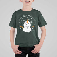 Anti ICE Christmas T Shirt For Kid Let It Snow But Fuck Ice Cute Snowman Winter - Wonder Print Shop