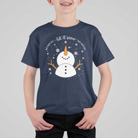 Anti ICE Christmas T Shirt For Kid Let It Snow But Fuck Ice Cute Snowman Winter - Wonder Print Shop